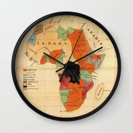 1908 Colonization Map of African Continent Color Coded by Occupying Country  Wall Clock