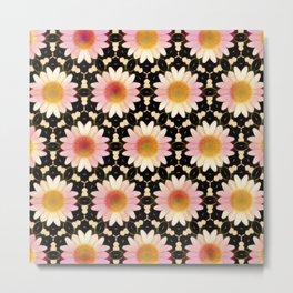 Modern Rainbow Daisy Hexagons Yellow Pink Metal Print