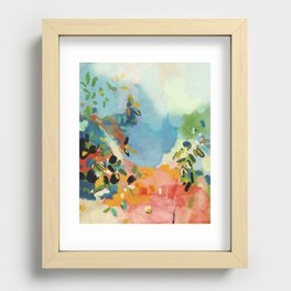 garden with sea view and olive tree Recessed Framed Print