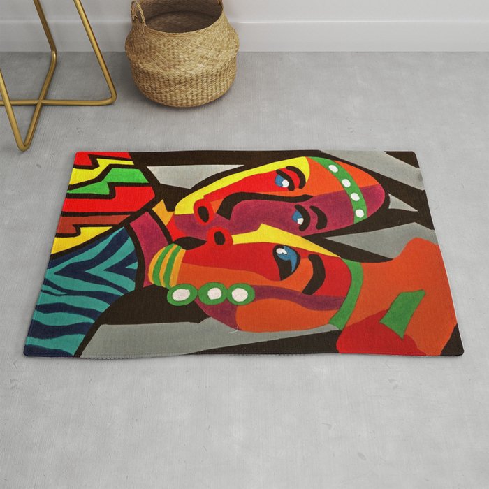 African Traditional Tribal Women Abstract Art Canvas Painting Series - 4 Rug