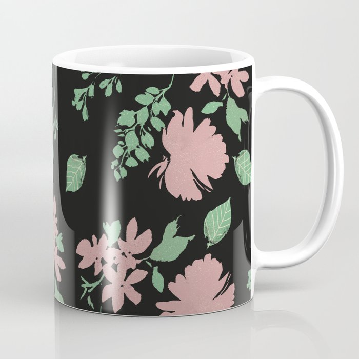 Floral Pattern with Black background Coffee Mug
