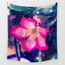 Caribbean Trippy Tropical Pink Flower Wall Tapestry