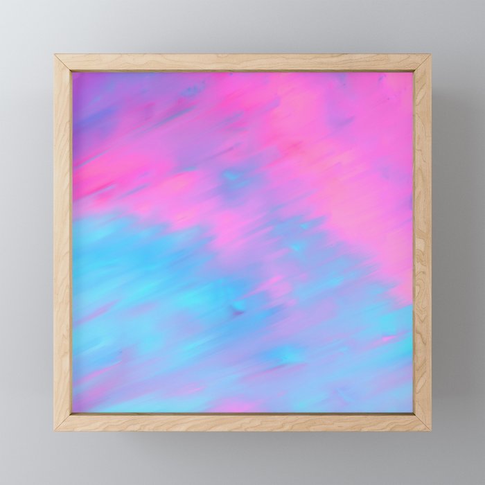 Modern artistic pink teal watercolor brushstrokes Framed Mini Art Print