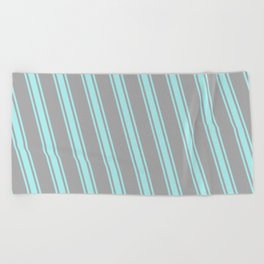 [ Thumbnail: Dark Gray and Turquoise Colored Stripes/Lines Pattern Beach Towel ]