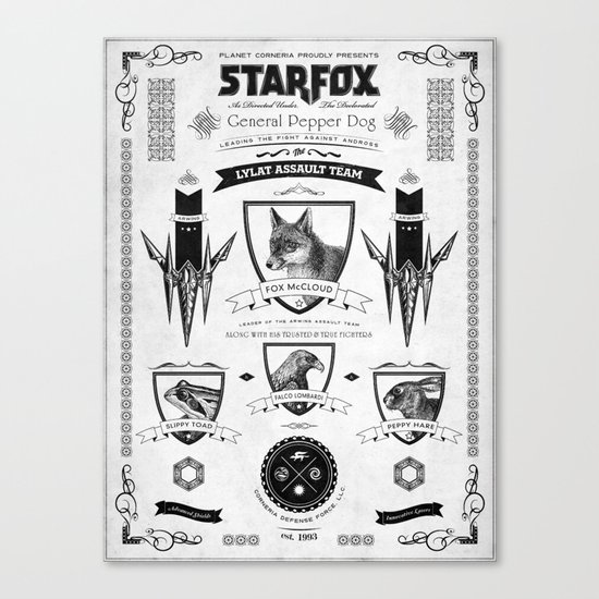Star Fox Vintage Poster Geek Line Artly Canvas Print
