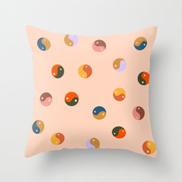 Peach Yin and Yang pattern  Throw Pillow | Balance, Sunshine, Pattern, Rainbow, Fun, Summertime, Yin Yang, Color, Complimentary, Curated 