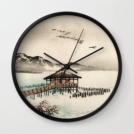 Cottage By The Sea Traditional Japanese Landscape Wall Clock