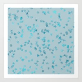 Blue Glitter Snowflake Design Art Print