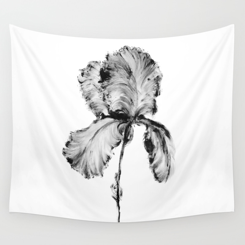 Flower Painting Iris Minimalism Black And White Rustic