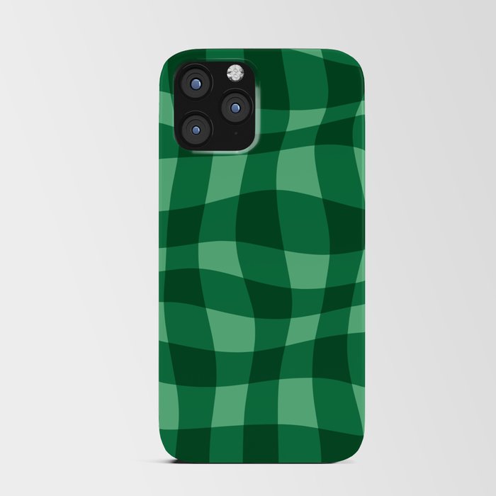 Warped Checkered Gingham Pattern (green) iPhone Card Case