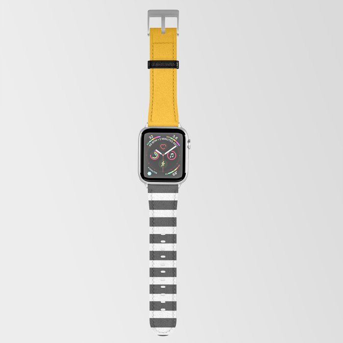 Half Striped Gray - Solid Yellow Apple Watch Band