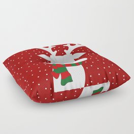 Reindeer in a snowy day (red) Floor Pillow