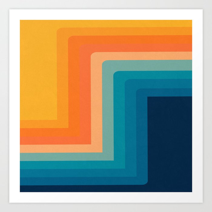 Retro 70s Color Lines Kunstdrucke | Gemälde, Minimalism, Acrylic, Aerosol, Kubismus, Abstrakt, Palette, Geometrie, Geometrisch, Grunge
