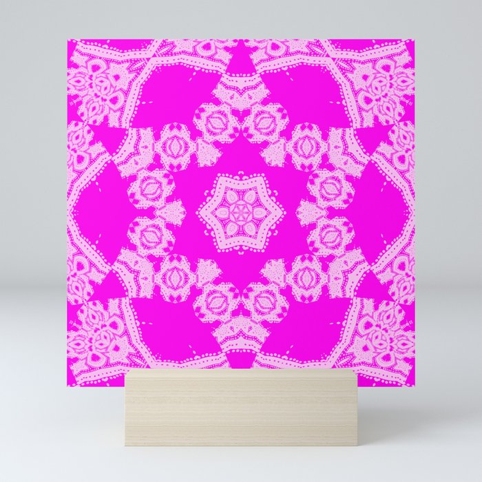 Pink and White Kaleidoscope Mini Art Print