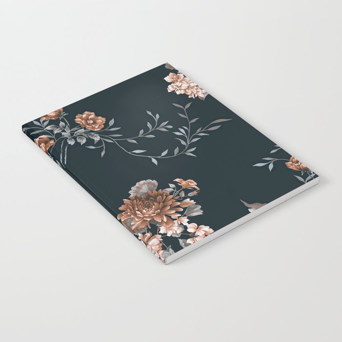 Seamless floral pattern with flowers and background Notebook