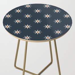 Atomic mid century retro star flower pattern in navy background Side Table