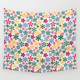 magenta blue yellow eclectic daisy print ditsy florets Wall Tapestry