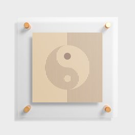 Geometric Lines Ying and Yang VI in Dark Brown Beige Floating Acrylic Print