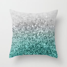 Silver Teal Ocean Glitter Glam #1 (Faux Glitter) #shiny #decor #art #society6 Throw Pillow