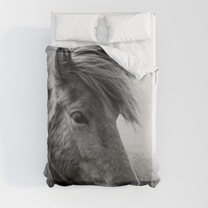 Horses - Black & White 6 Duvet Cover