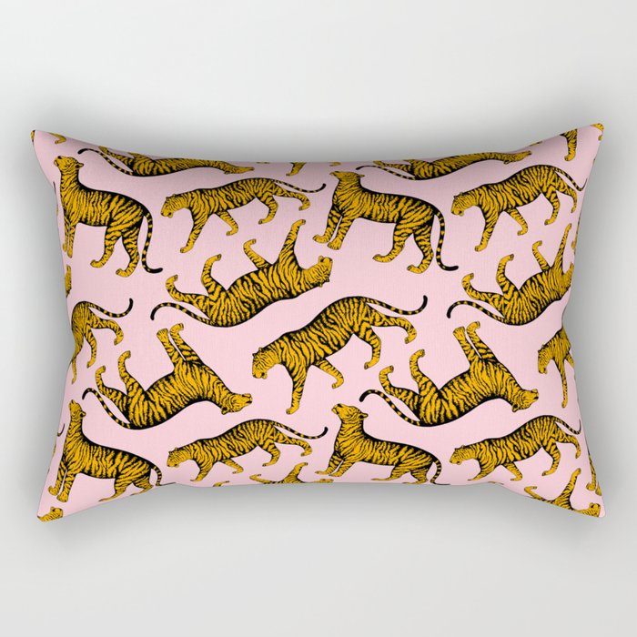 Tigers (Pink and Marigold) Rectangular Pillow