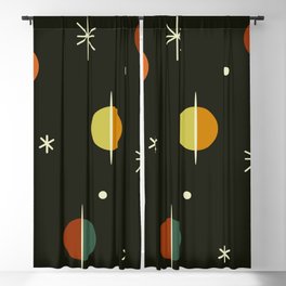 Mid Century Modern Abstract Spheres and Stars Dark Blackout Curtain