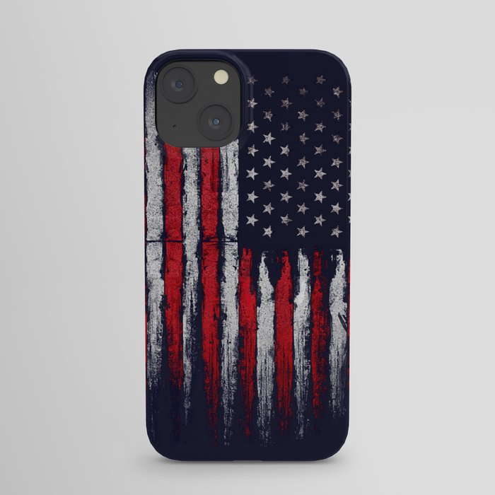 Red & white American flag on Navy ink iPhone Case