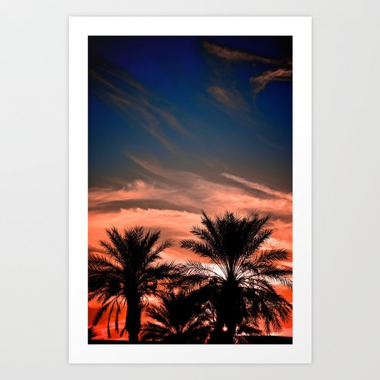 Palm Sunset Art Print