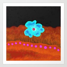 Blue flower and pink rivers Art Print