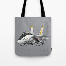 F-14 Tomcat Military Fighter Jet Aircraft Cartoon Illustration Tote Bag