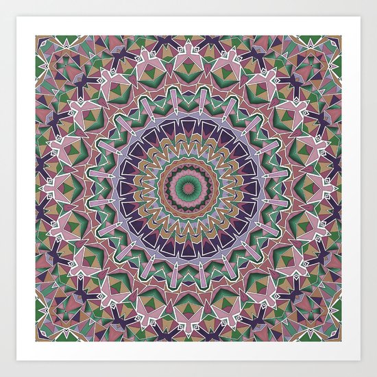 Round ornament in pink-brown tones . Mandala . Art Print