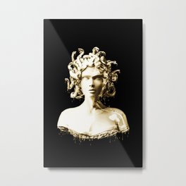 Gold Medusa Metal Print | Snakes, Digital, Hair, Marble, Portrait, Drawing, Sculpture, Drops, Greek, Metallic 