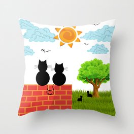 Cats in Love Throw Pillow