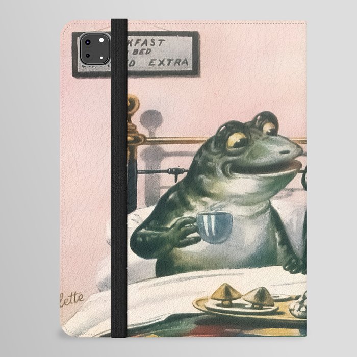 Breakfast In Bed Frogs Vintage Postcard Art iPad Folio Case