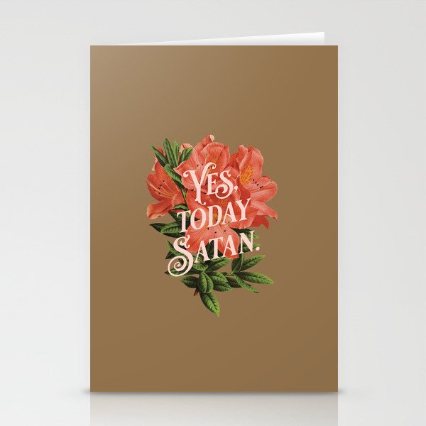 Yes Today Satan - lily flower, blush pink, deep tan colour combo Stationery Cards