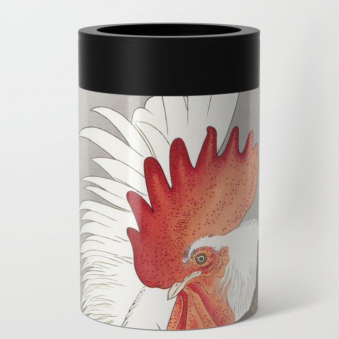 Japanese  Painting of Rooster and chicken Vintage Rooster and chicken Painting Watercolor Painting of Bird Can Cooler