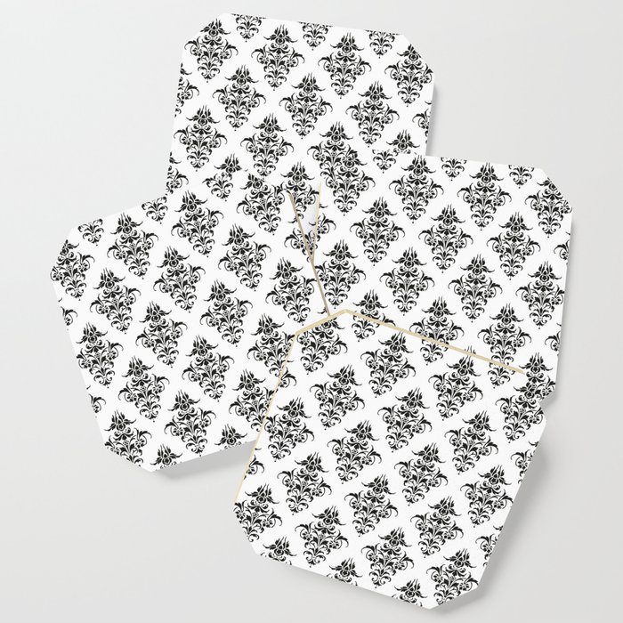 Damask Pattern Vintage Patterns Victorian Gothic Black And White Coaster By Eclecticatheart