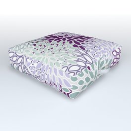 Floral Blooms, Purple and Teal Green Outdoor Floor Cushion | Purple, Purpleabstract, Colorful, Mod, Cool, Floral, Bright, Flowers, Cute, Modern 