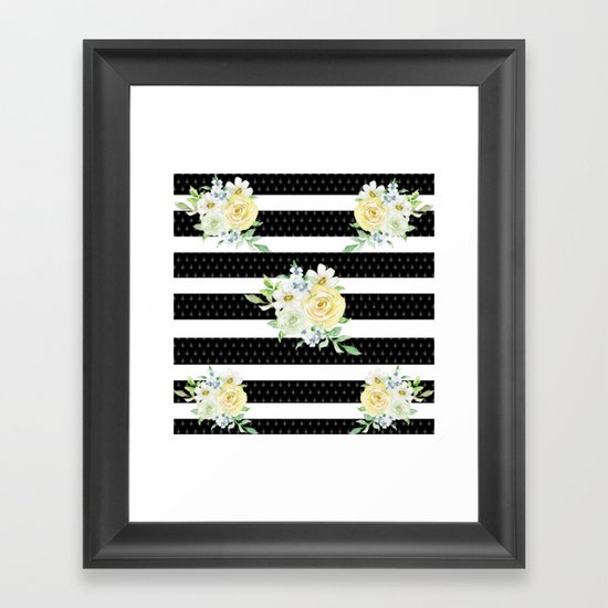 Black and White and Floral Framed Art Print by rosaliem8 | Society6