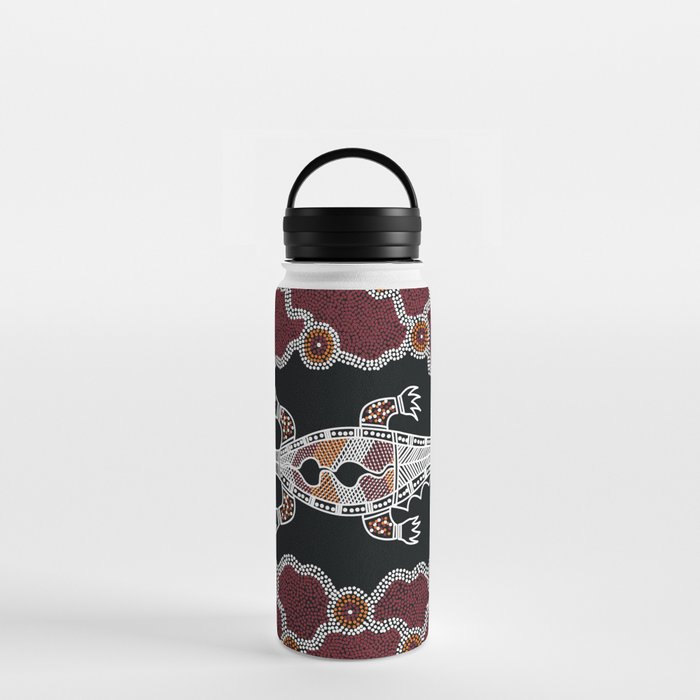 Aboriginal Art Crocodile Authentic Art 2 Water Bottle