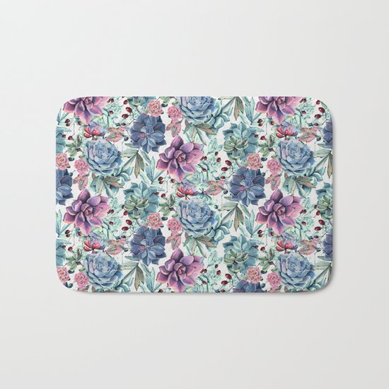 Succulent Pattern Bath Mat