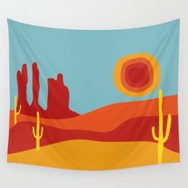 Funky Retro Desert in 70s Colors Wall Tapestry