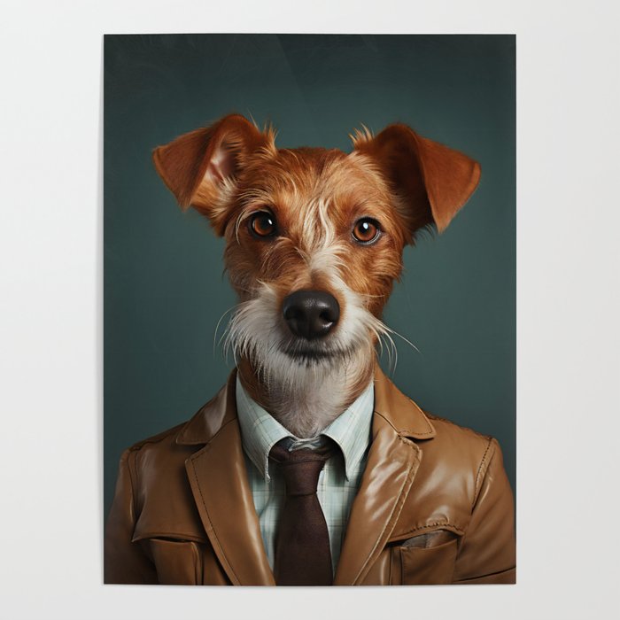 Leather Jack Russell Poster
