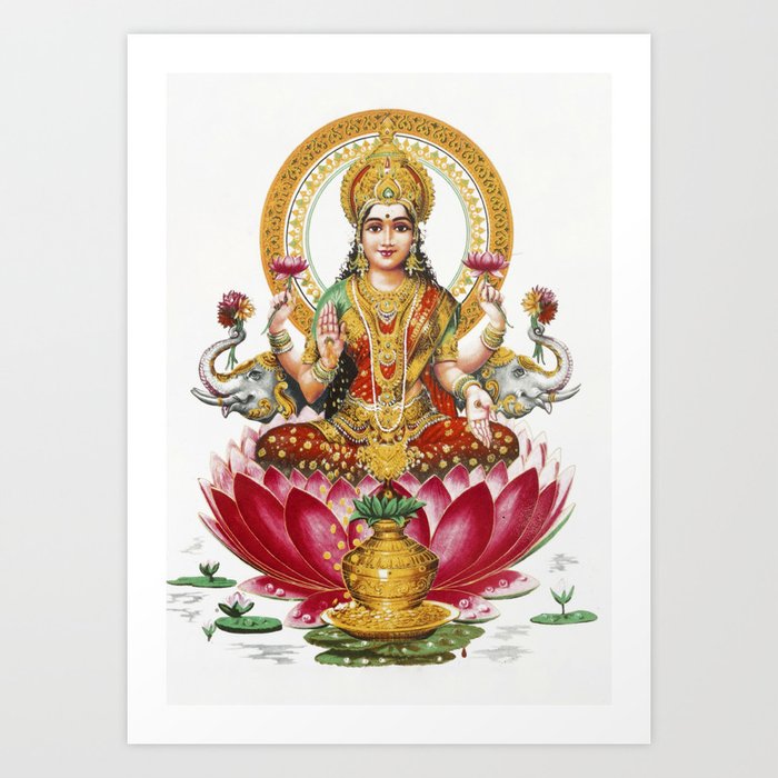 Hindu Goddess Lakshmi Poster Print  Indian Asia Yoga Meditation Art Print