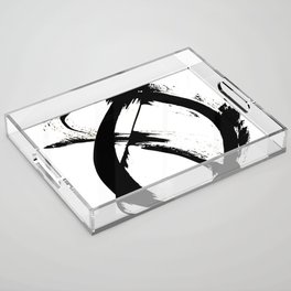Brushstroke [7]: a minimal, abstract piece in black and white Acrylic Tray