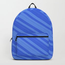 [ Thumbnail: Cornflower Blue & Royal Blue Colored Lined/Striped Pattern Backpack ]