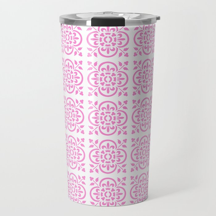 Art Deco Style Repeat Pattern Girly Pink Travel Mug