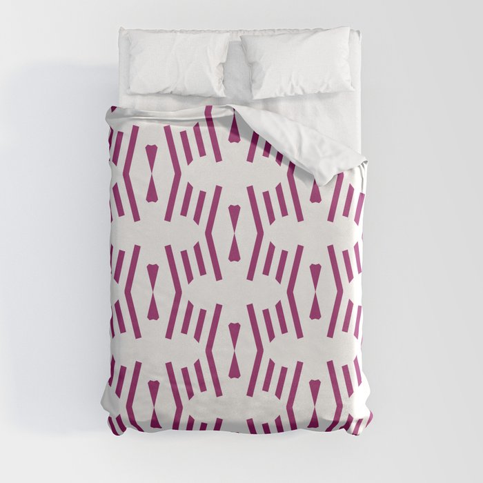 Magenta and White Vertical Stripe Chevron Pattern - Colour of the Year 2022 Orchid Flower 150-38-31 Duvet Cover
