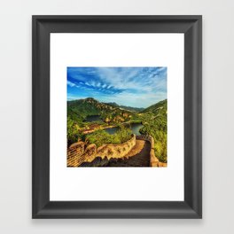 China Photography - Great Wall of China Surrounded By Mountains And Lakes Framed Art Print