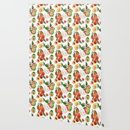 Trendy Summer Pattern with Apples, pears and peaches Wallpaper